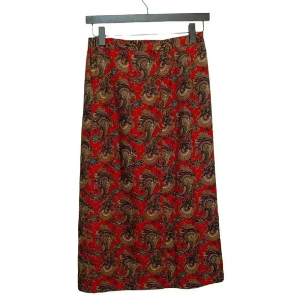 Vintage NWOT Oval Room Paisley Midi Skirt w gorgeous pleats down the front - Picture 3 of 9